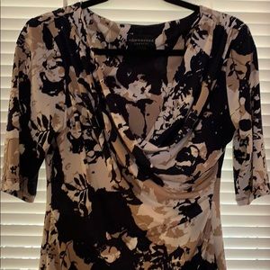 Connected Apparel draped neck and ruched dress